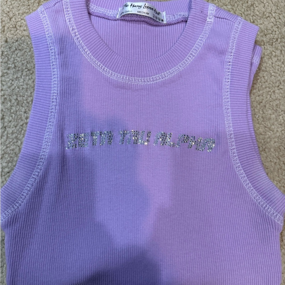 Zeta Tau Alpha ZTA Womens Tank Top M lavender Med Sorority Greek  ZTA - new
